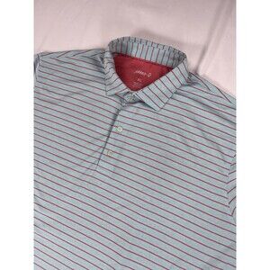 Johnnie-O XL Men’s Blue Pink Striped Prep-Formance Golf Polo Shirt Performance